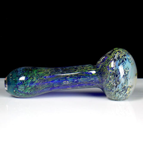 Gold Fume Trap Double Cobalt Blue Glass Spoon Pipe