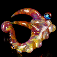 amber purple glass sherlock pipe with horns and opal
