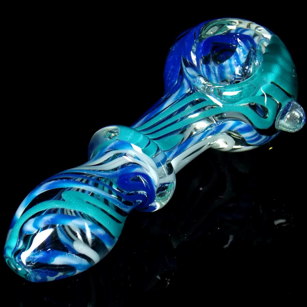 triple aqua blue glass pipe