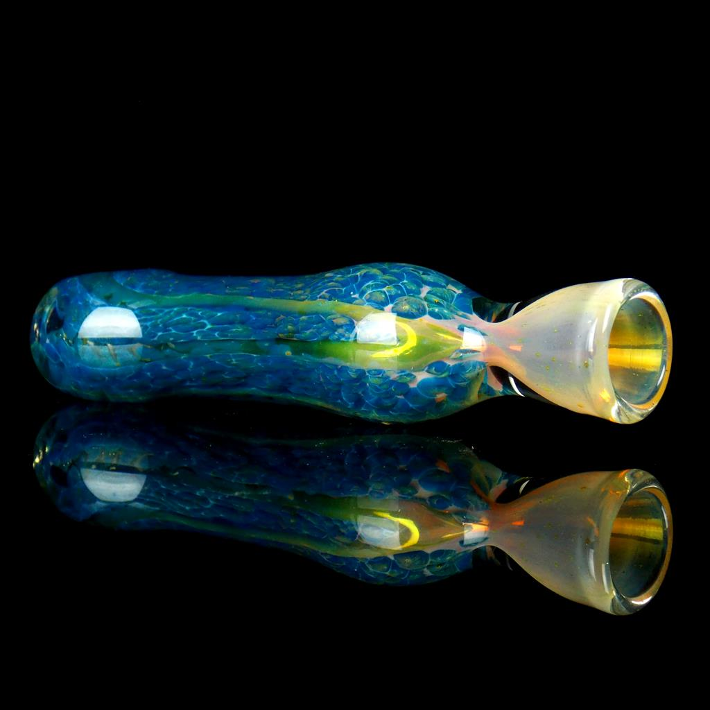 aqua blue glass chillum pipe