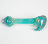 aqua rainbow swirl glass smoking pipe