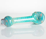 aqua rainbow swirl glass smoking pipe