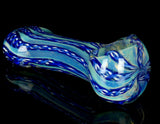 Dark Blue Latticino Glass Spoon Pipe