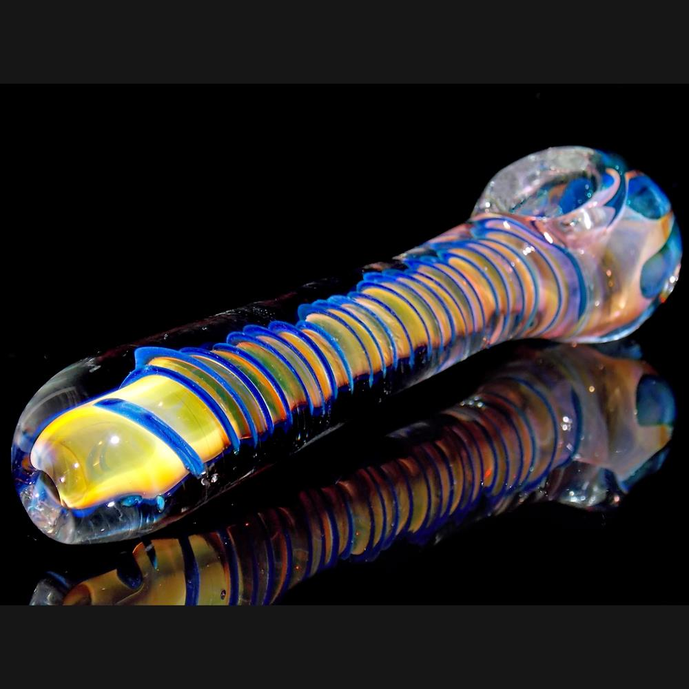 spiral to the stars large gold fumed glass spoon smoking pipe