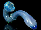 Blue Fumed Frit Glass Sherlock Pipe