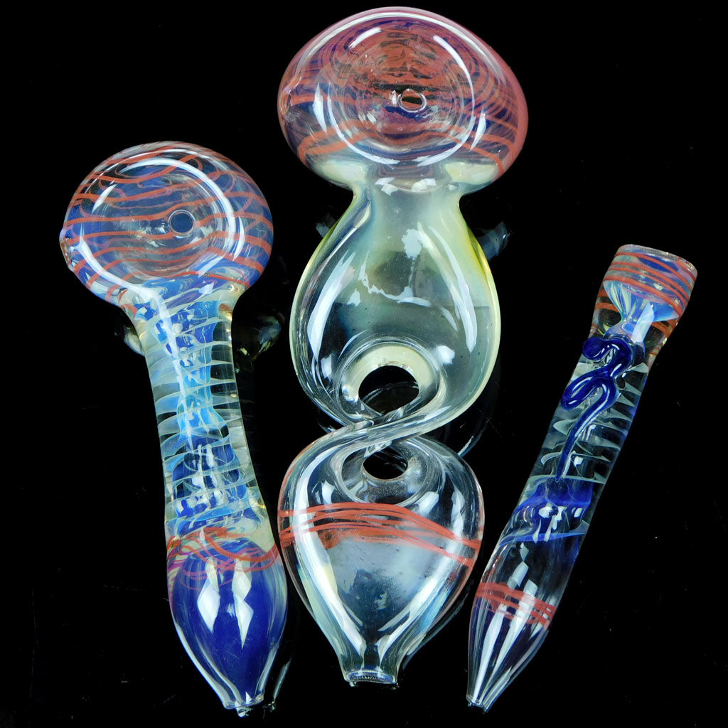 3 Piece Color Changing Glass Pipes Gift Set