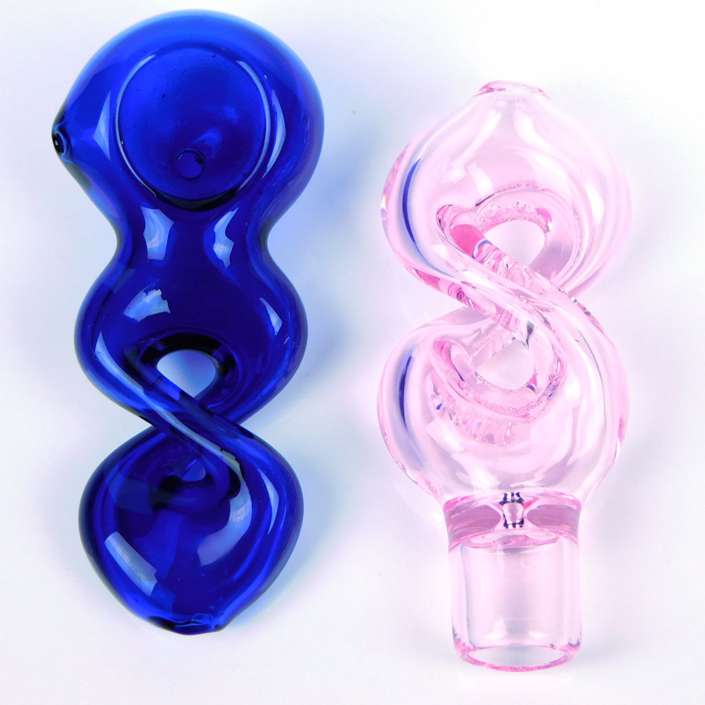 Pink and Blue Twisted Chamber Pipe Set