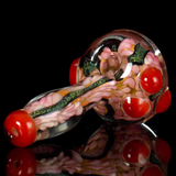 Pink Strawberry Color Glass Smoking Pipe with Dichroic Glitter Sparkles