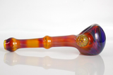 amber purple glass spoon pipe for smoking on white