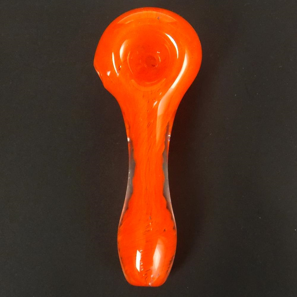 Blaze orange glass spoon bowl for smoking