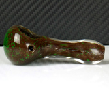 brown and green frit color glass smoking pipe made in America 