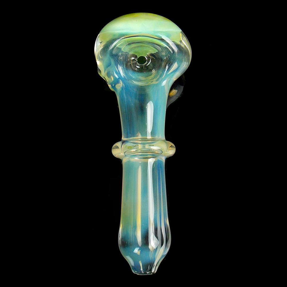 color changing green Slyme honeycomb glass spoon pipe by Visceral AntagonisM