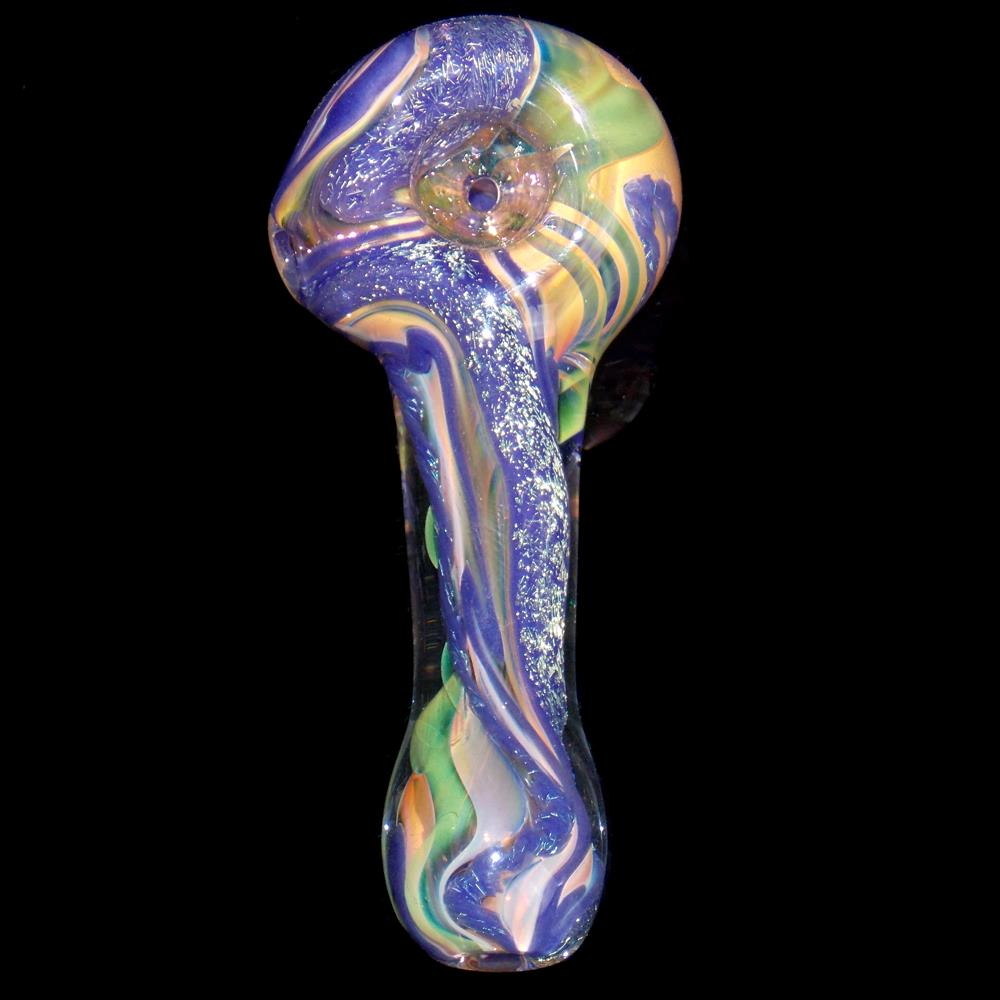 power to the purple dichroic glitter girly glass smoking pipe by visceral antagonism