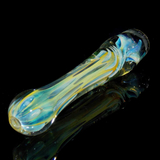 Silver fumed color changing chillum glass smoking pipe with green stardust marbles by VisceralAntagonisM