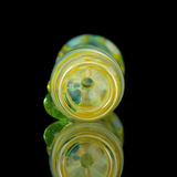 Silver fumed color changing chillum glass smoking pipe with green stardust marbles by VisceralAntagonisM