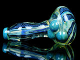 Dichroic Starflower Glass Spoon Pipe Silver Aqua