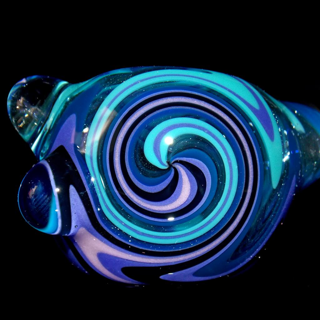 Blue Purple Glass Wig Wag Pipe