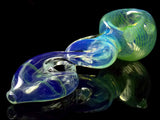 Twisted split chamber clear color changing helix smoking pipe