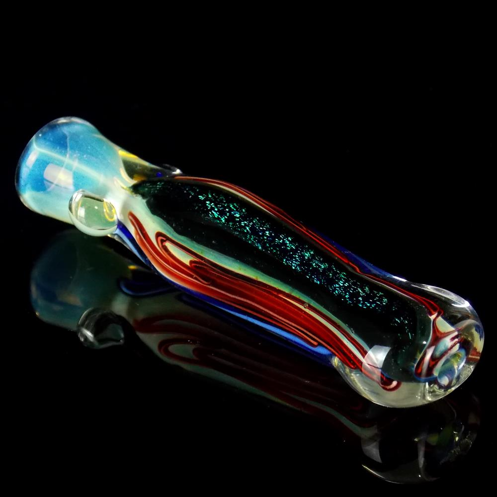 inside out red and blue dichroic glitter chillum glass pipe by VisceralAntagonisM
