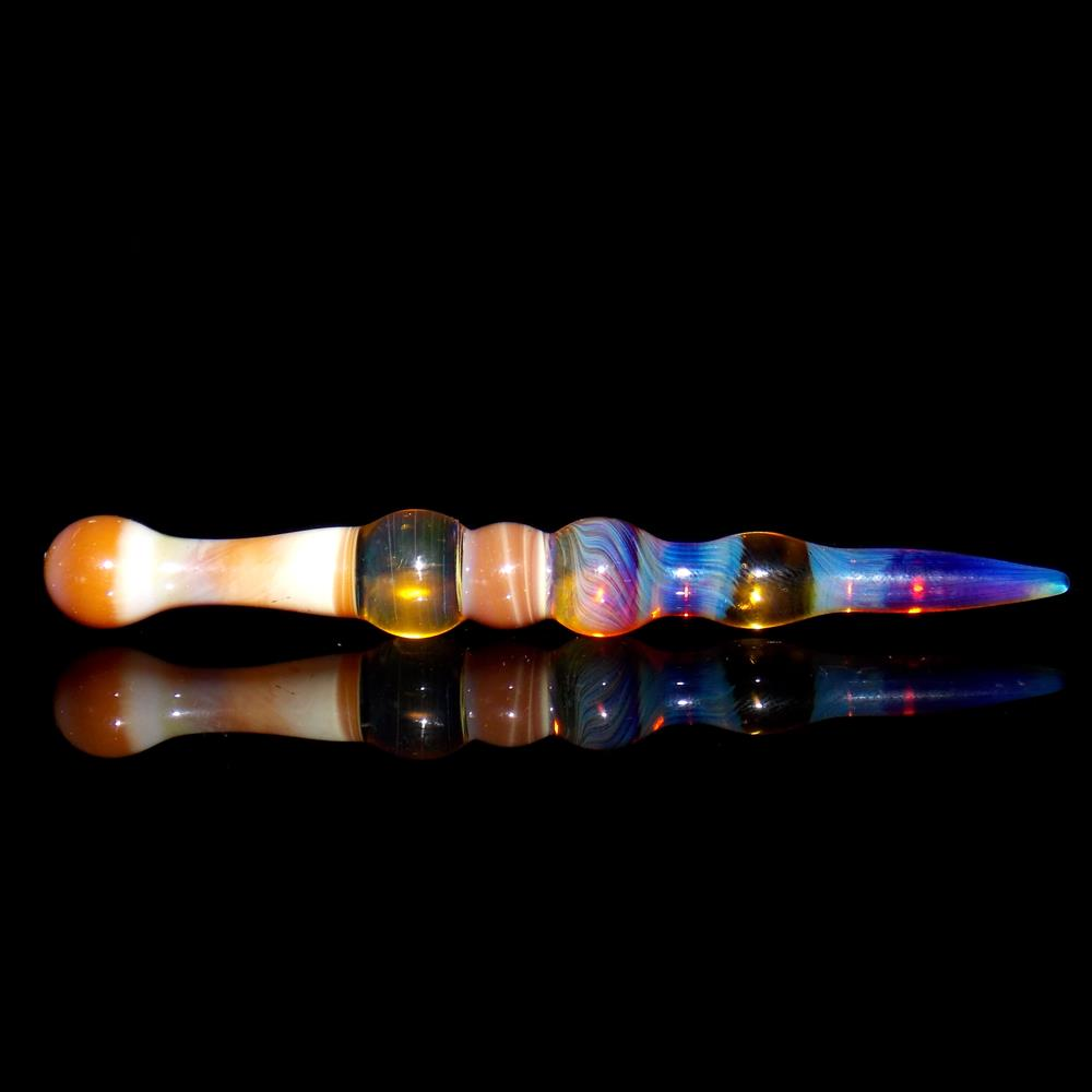 Heady Purple and peach glass dabber for concentrate smoking vaping