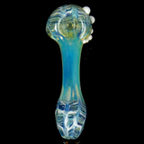 blue and white wrap raked color changing silver fumed glass spoon smoking pipe bowl by VisceralAntagonisM