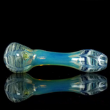 blue and white wrap raked color changing silver fumed glass spoon smoking pipe bowl by VisceralAntagonisM