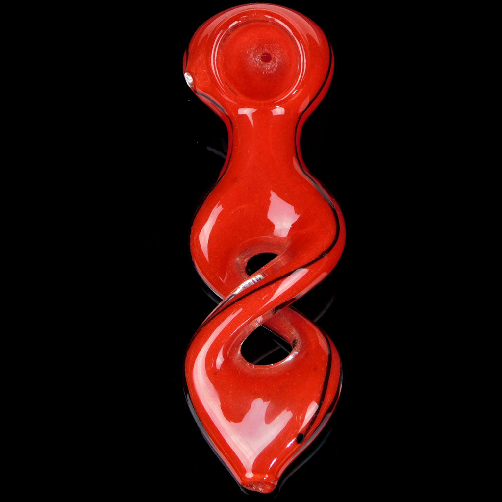 Fire Red Frit Twisted Helix Spoon