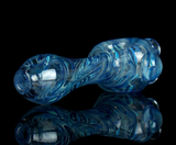purple boro spoon pipe for smoking with blue wrap and rake swirl pattern by VisceralAntagonisM