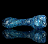 purple boro spoon pipe for smoking with blue wrap and rake swirl pattern by VisceralAntagonisM