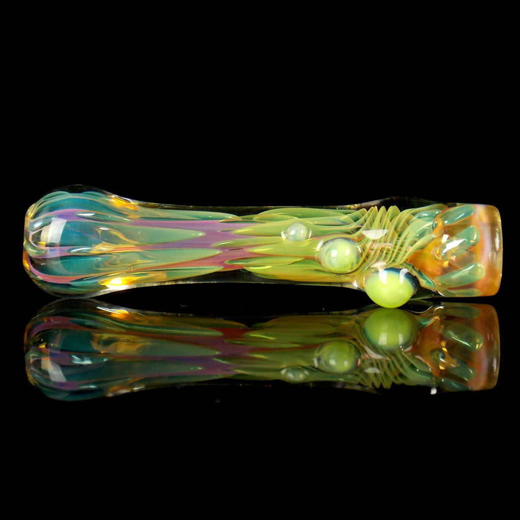 Fumed Chillum with Green Slyme Marbles