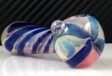 Dual Fume Blue Spiral Color Changing Glass Bowl