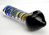 Dichro Spiral Black Blue Glass Pipe