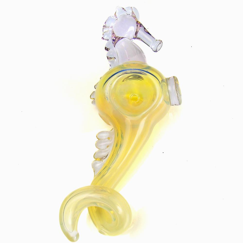 purple seahorse color changing glass pipe