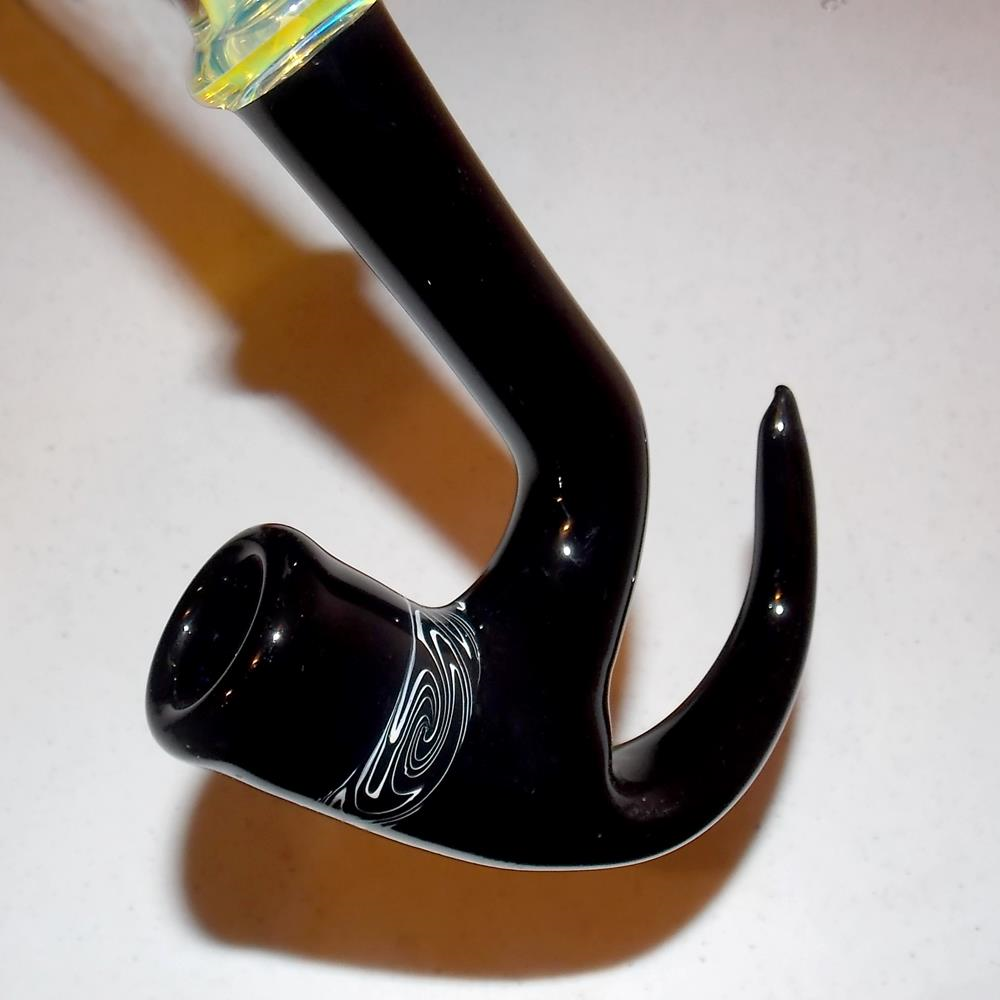 huge black and white glass sherlock pipe