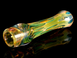 Color Changing Chillum Gold Silver Fumed Glass Smoking Pinchie Pipe Sparkly Unobtainium Green Accent Marbles