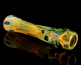 Color Changing Chillum Gold Silver Fumed Glass Smoking Pinchie Pipe Sparkly Unobtainium Green Accent Marbles