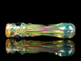 Fumed Chillum with Amber Purple Marbles