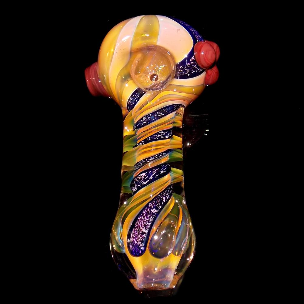 Purple Dichroic Double Fumed Glass Spoon Pipe