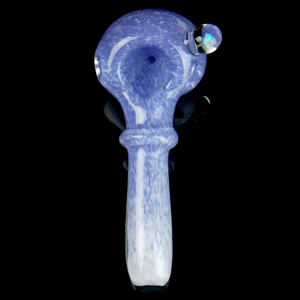 purple frit glass pipe with opal marble