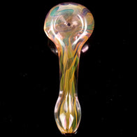 Daisy Flower Fume Swirl Glass Pipe - Heady Color Changing Spoon Bowl with Gold and Silver Fuming Inside Thick USA Boro
