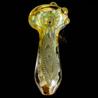 Sparkly Gold Latticino Spoon Pipe