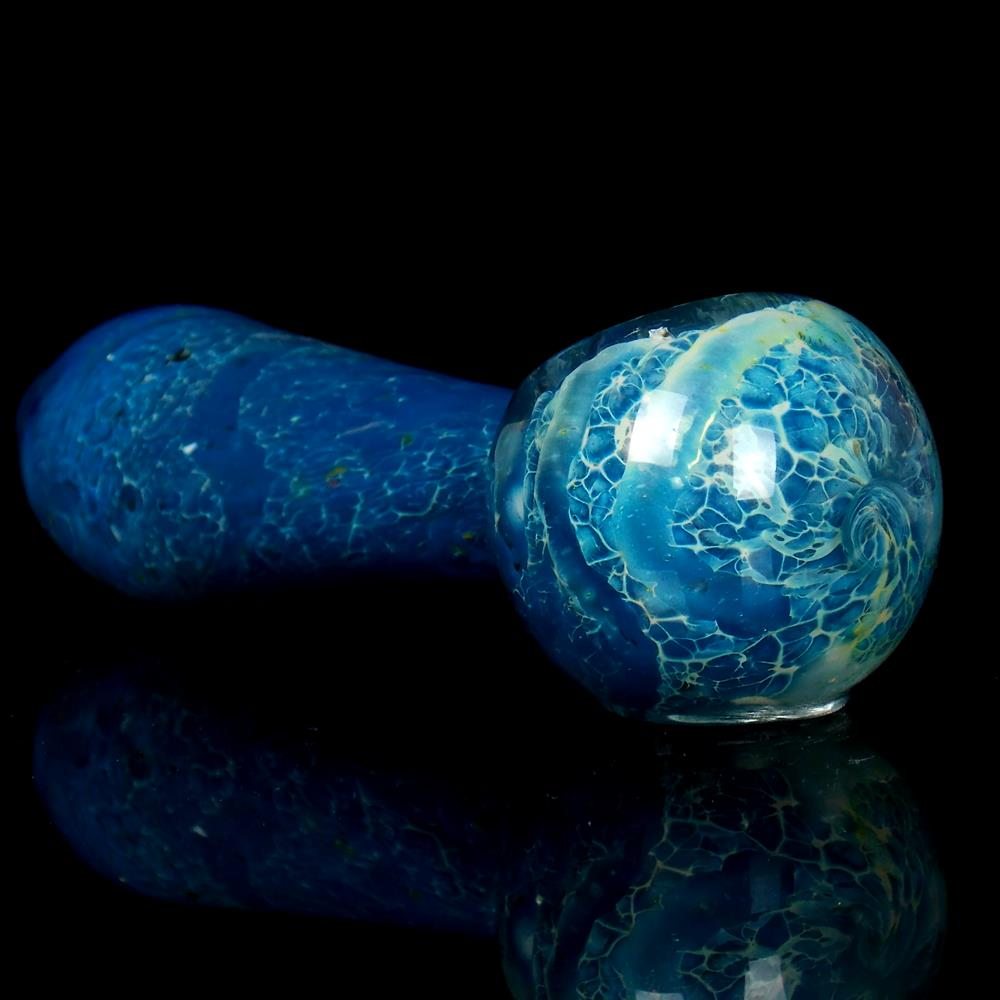ocean blue frit glass spoon pipe