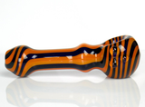 orange and blue swirl glass spoon pipe
