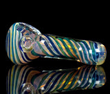 gold fumed blue spiral glass pipe