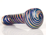 gold fumed blue spiral glass pipe