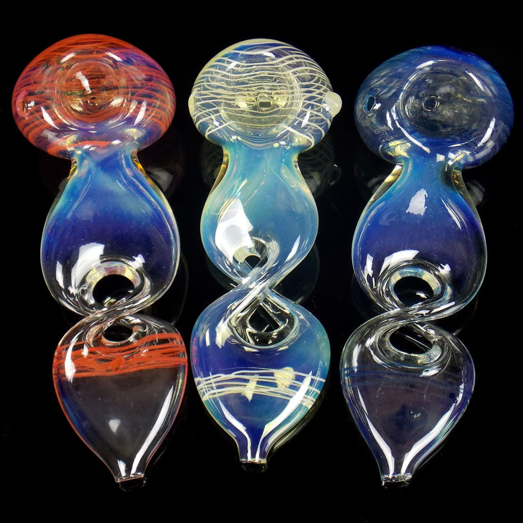 Red White Blue Twisted Glass Spoon Pipes