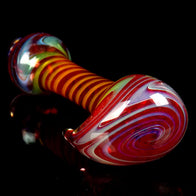 red fume spiral hook glass pipe