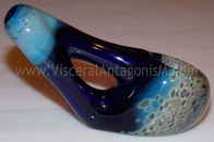 cobalt blue glass smoking pipe split chamber design bowl VisceralAntagonisM