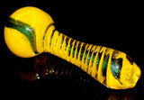 Yellow Inside Out Helix Dichroic Glass Smoking Pipe
