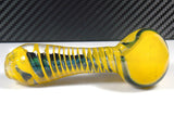 Yellow Inside Out Helix Dichroic Glass Smoking Pipe